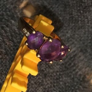 Genuine Amethyst and Diamond 14ctw Gold Ring